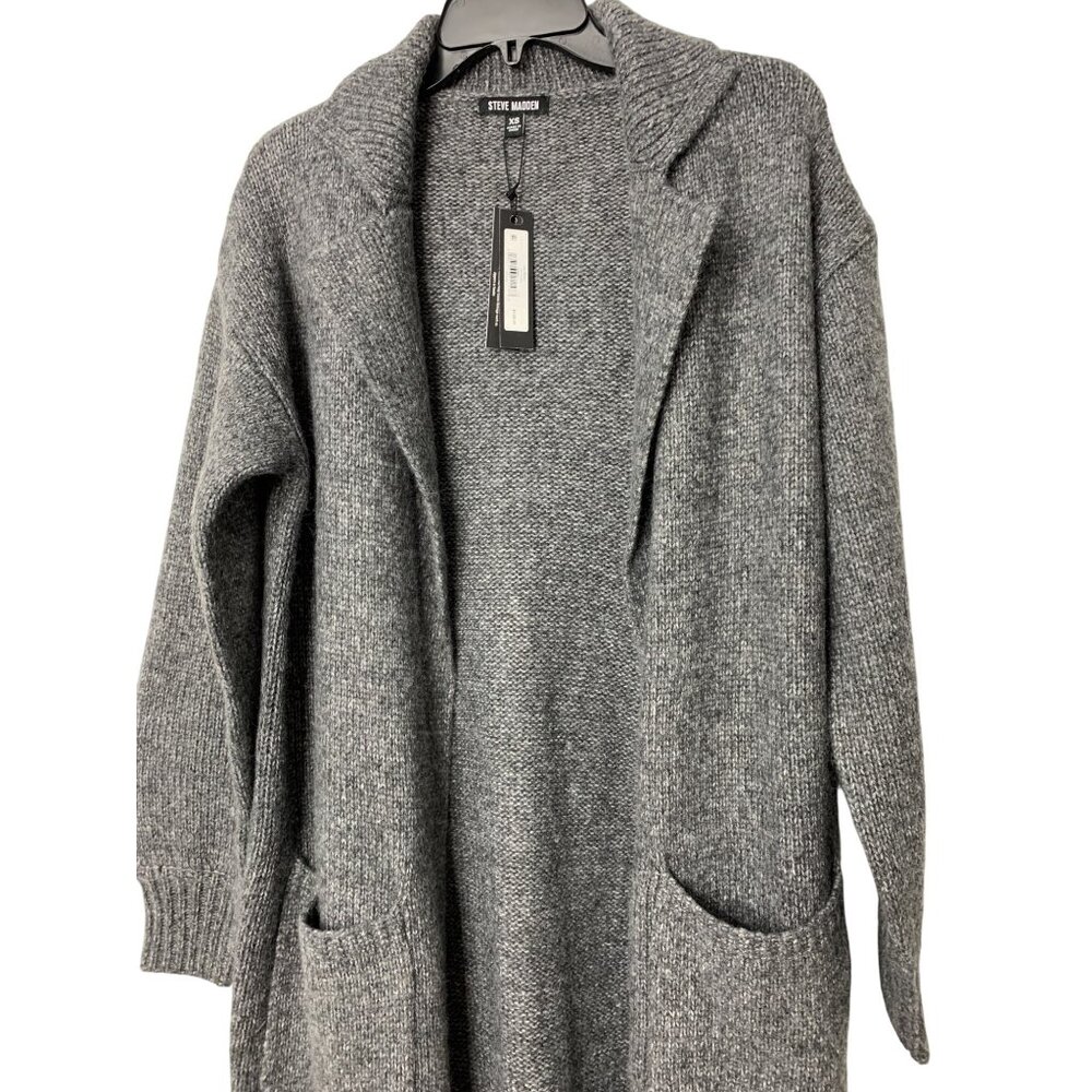 Steve Madden Womens Midi Long Gray Cardigan Sweater XS - M Blend RH10459 Open - Picture 7 of 7